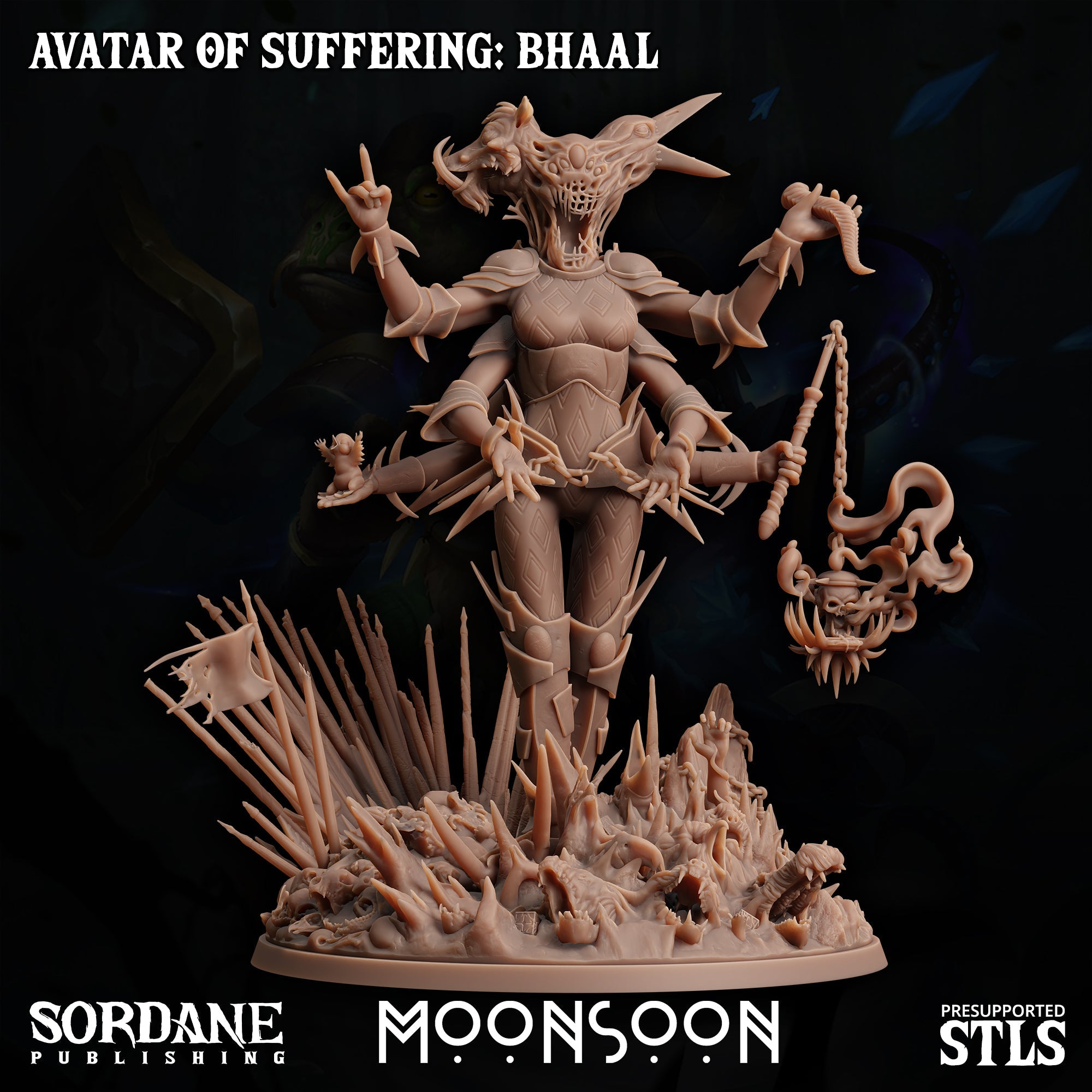 3D Printed Sordane Publishing Avatar of Suffering Bhaal Moonsoon 28 32mm D&D (Online Only)