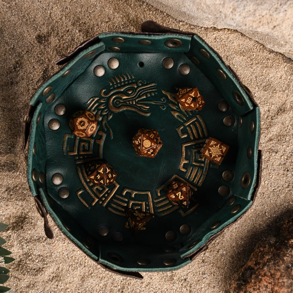 Pre-Order || Aztec Mahogany Obsidian Stone Dice Set - Dice Around the World Collection