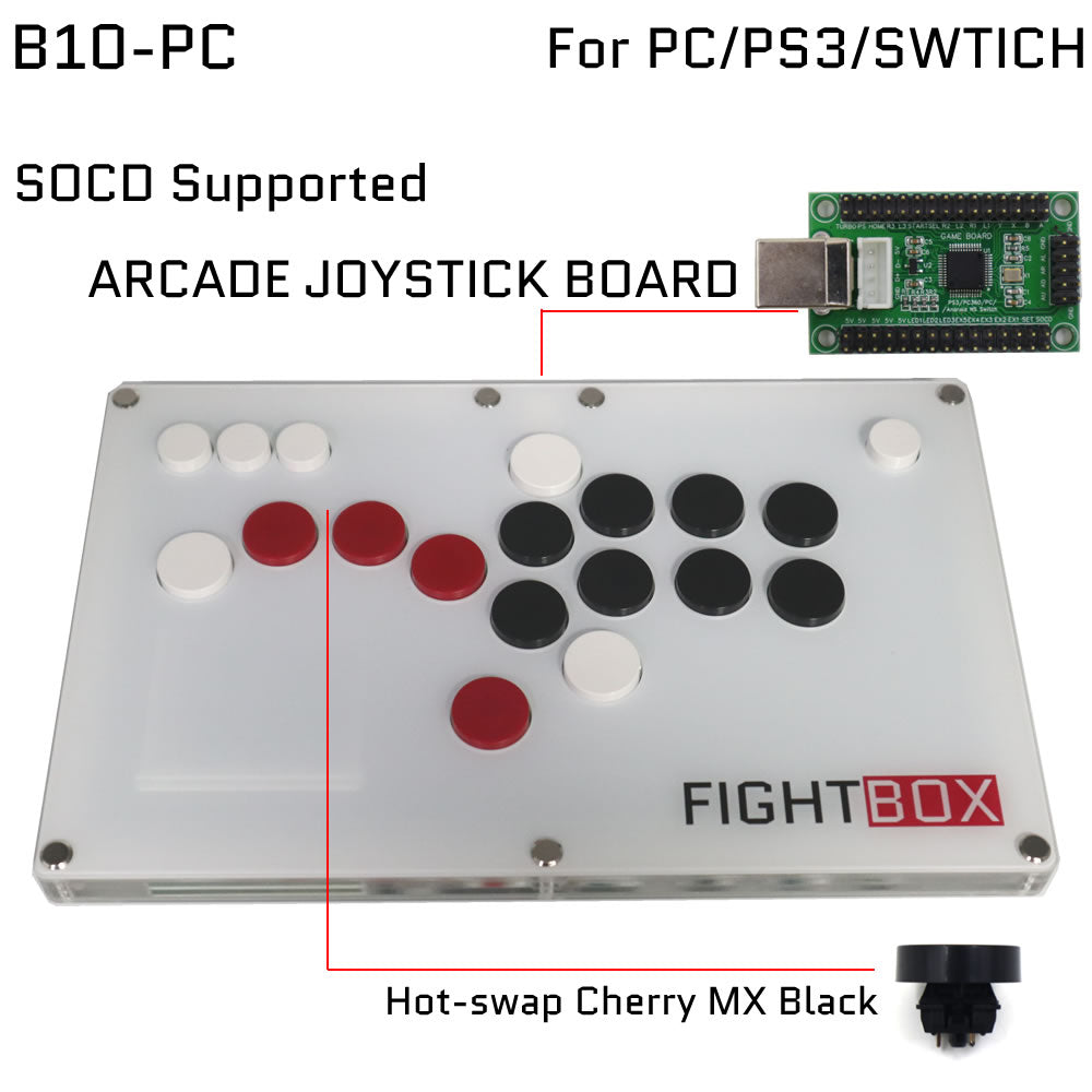 FightBox B10 All Button Leverless Arcade Controller – Ultra-Thin Cherry MX Fight Stick for PC, PS5, Xbox & Switch (Online Only)