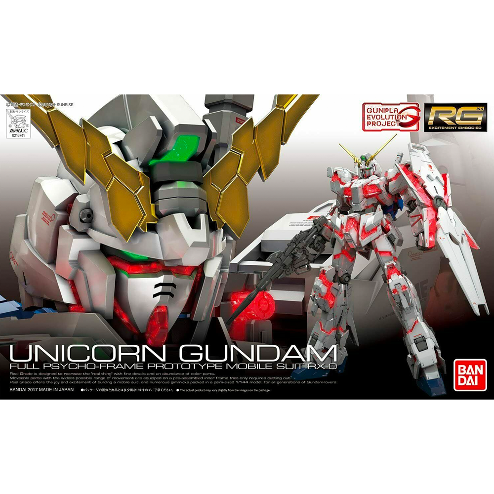 Bandai Hobby: Gundam UC - RG 1/144 Unicorn Gundam (Full Psycho-Frame) Model Kit #25 (ONLINE ORDER ONLY)
