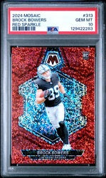 Graded 2024 Panini Mosaic Brock Bowers #313 Red Sparkle Rookie RC Football Card PSA 10 Gem Mint (ONLINE ORDER ONLY)