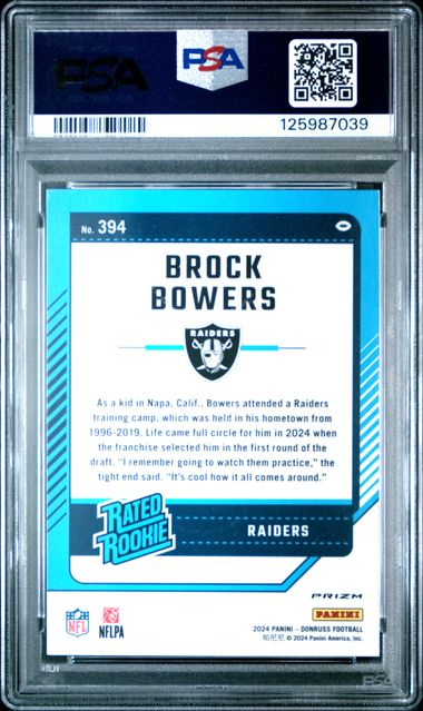 Graded 2024 Panini Donruss Brock Bowers #394 Optic Preview Pink Rookie RC Football Card PSA 10 Gem Mint (ONLINE ORDER ONLY)