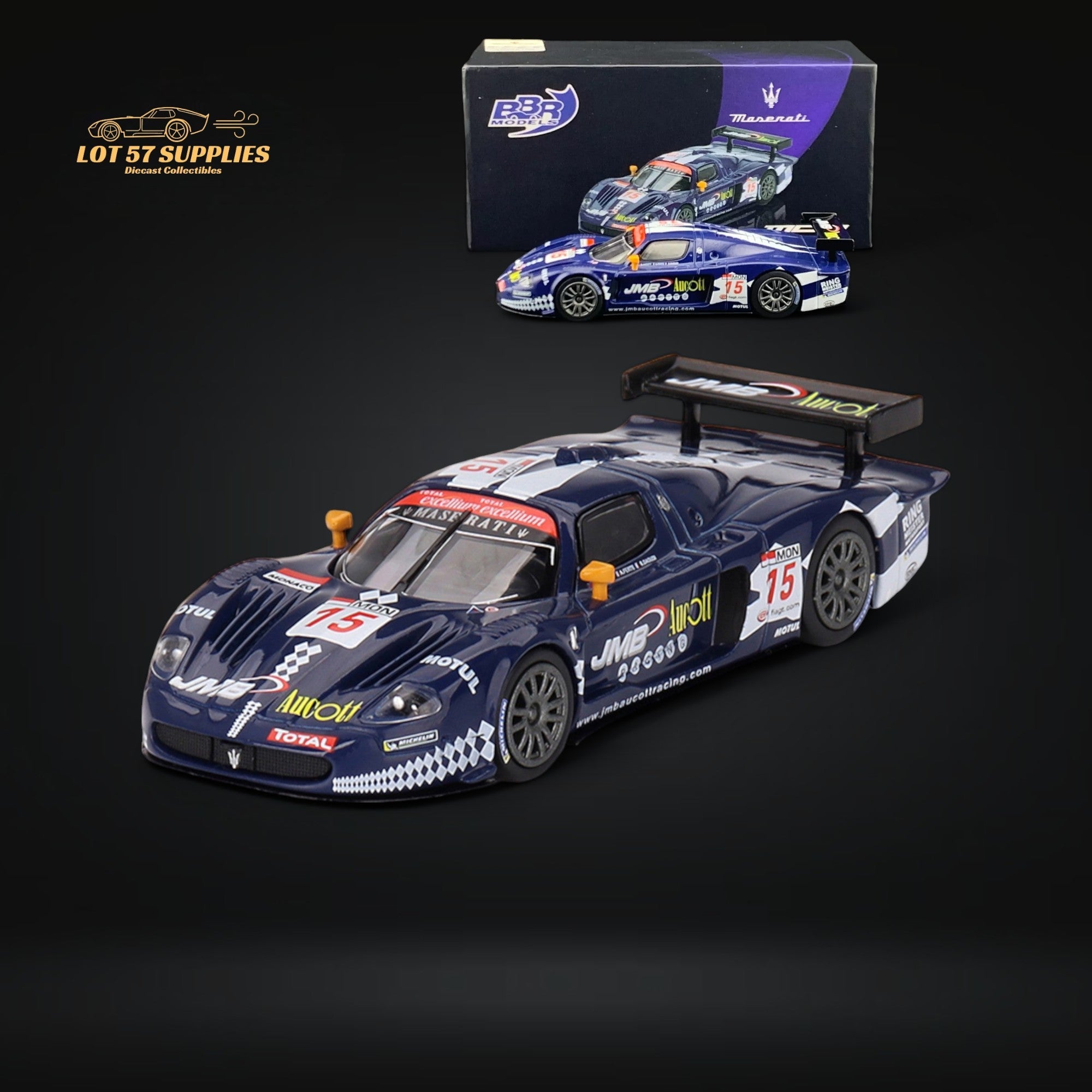 BBR64 Maserati MC12 Competizione #15 JMB Racing 2008 FIA 24Hr of Spa 1:64 BBRDIE6424 (ONLINE ORDER ONLY)
