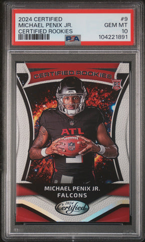 Graded 2024 Panini Certified Michael Penix Jr #9 Cerified Rookies Rookie RC Football Card PSA 10 Gem Mint (ONLINE ORDER ONLY)