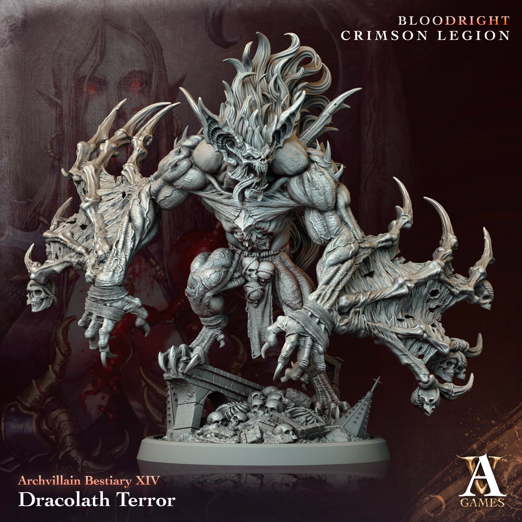 3D Printed Archvillain Games Archvillain Bestiary Vol. XIV Dracolath Terror 28 32mm D&D (Online Only)