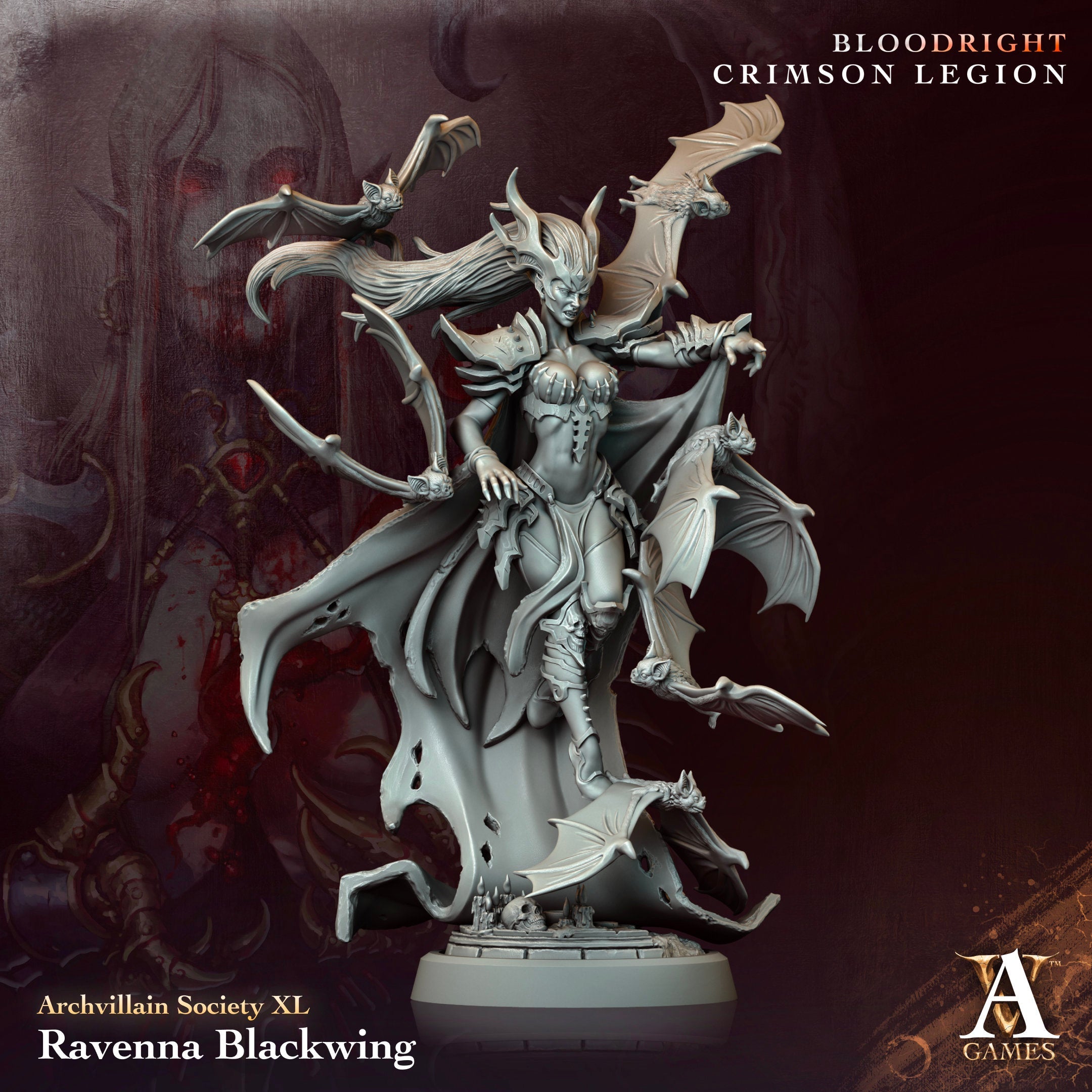 3D Printed Archvillain Games Ravenna Blackwing Archvillain Society Vol. XL28 32mm D&D (Online Only)