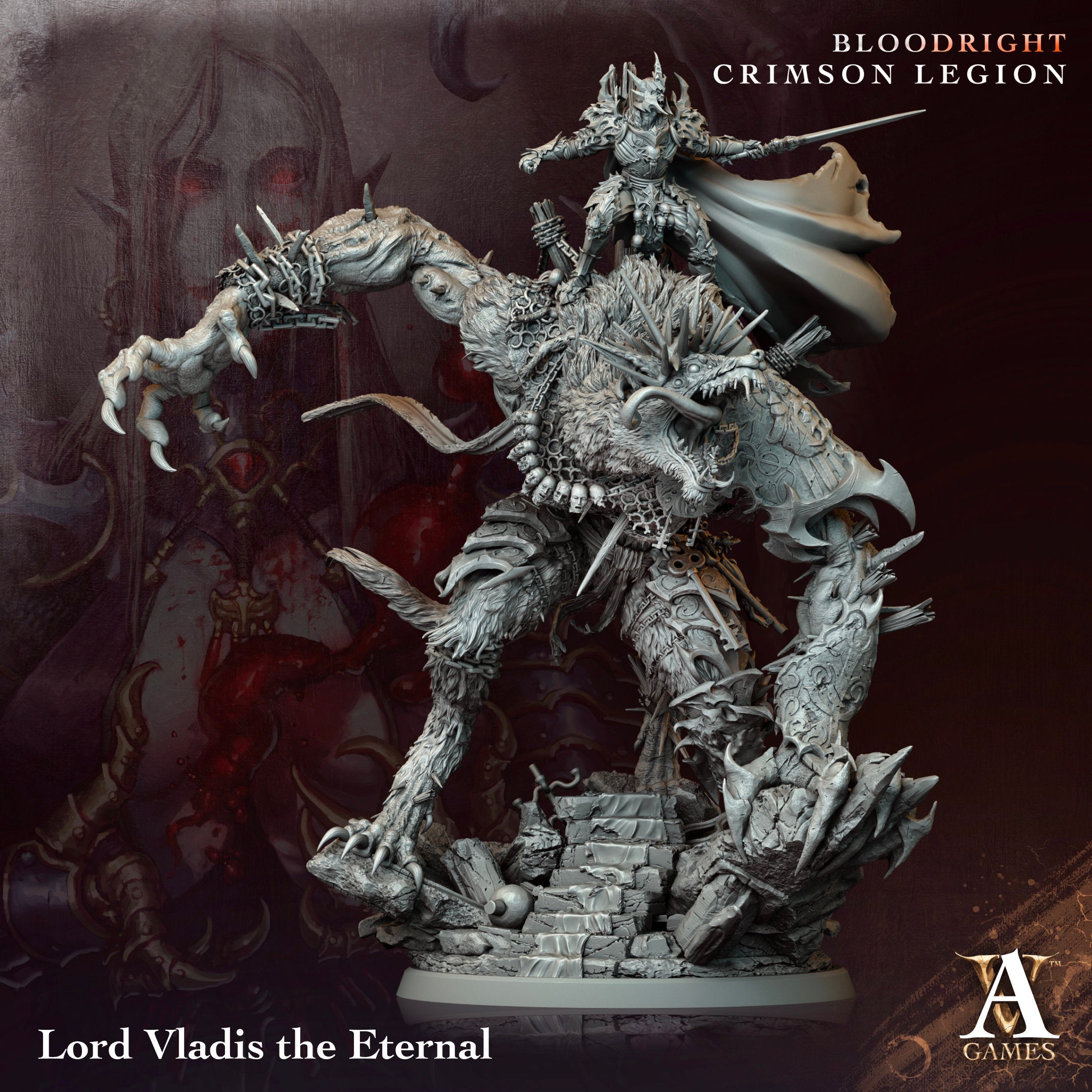 3D Printed Archvillain Games Lord Vladis - The Eternal Bloodright - Crimson Legion 28 32mm D&D (Online Only)