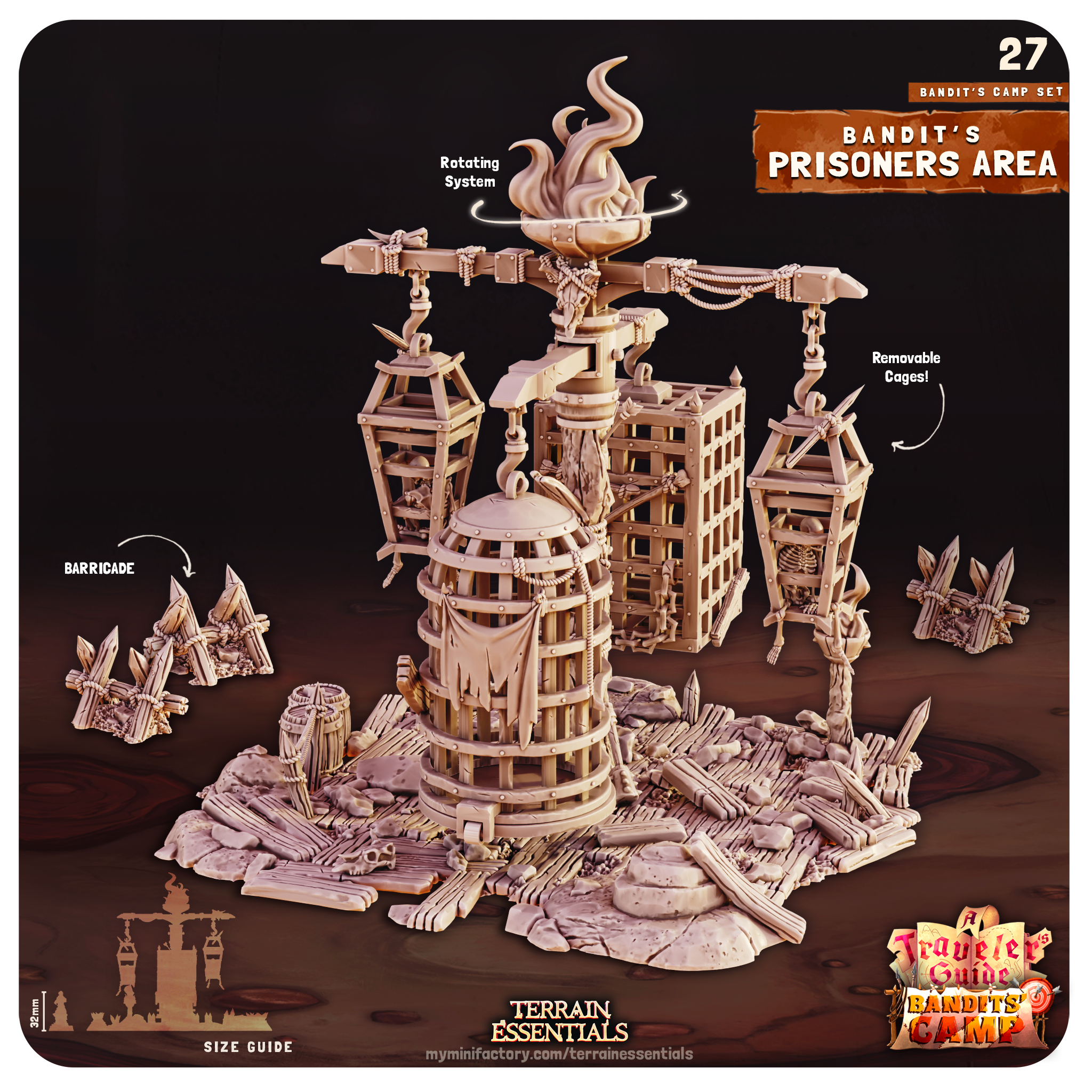 3D Printed Cast n Play Prisoners Area Bandits Camp Terrain Set 28mm 32mm D&D (Online Only)