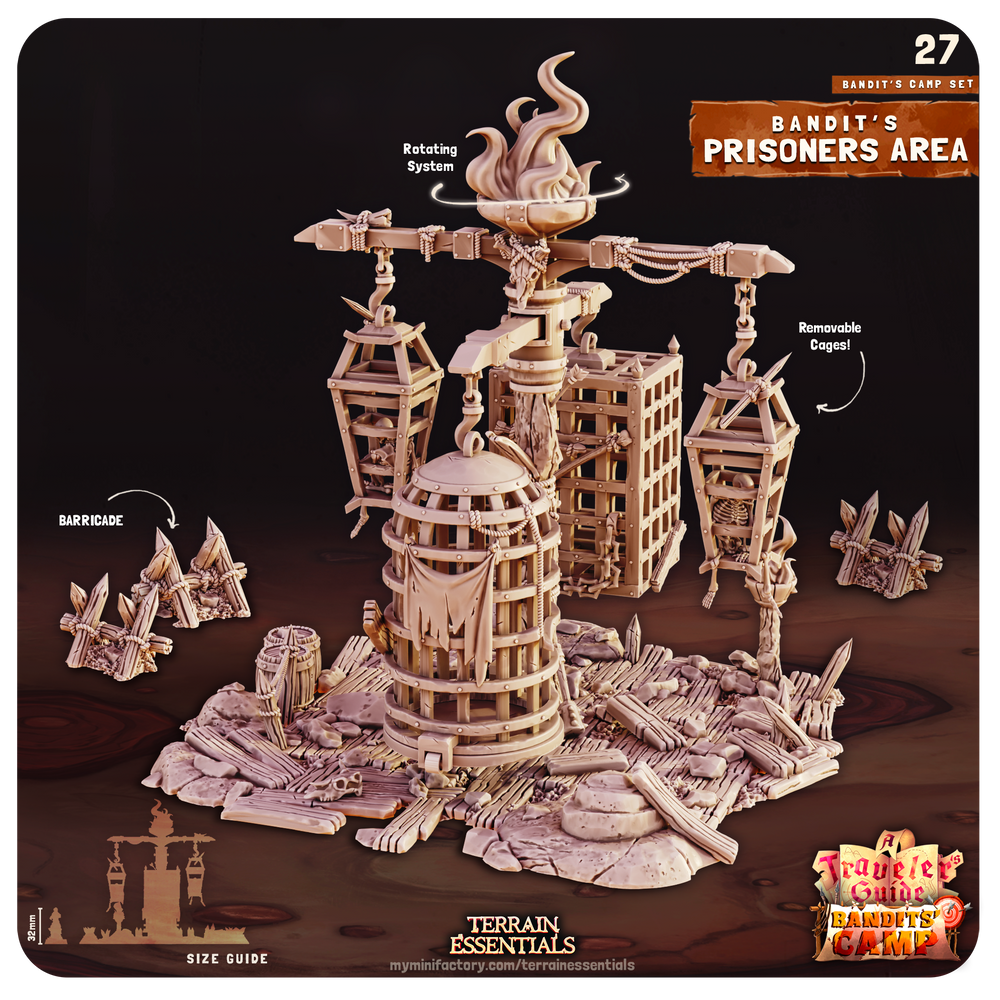 3D Printed Cast n Play Prisoners Area Bandits Camp Terrain Set 28mm 32mm D&D (Online Only)