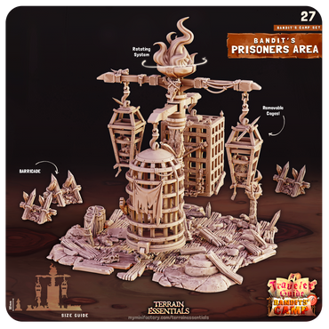 3D Printed Cast n Play Prisoners Area Bandits Camp Terrain Set 28mm 32mm D&D (Online Only)