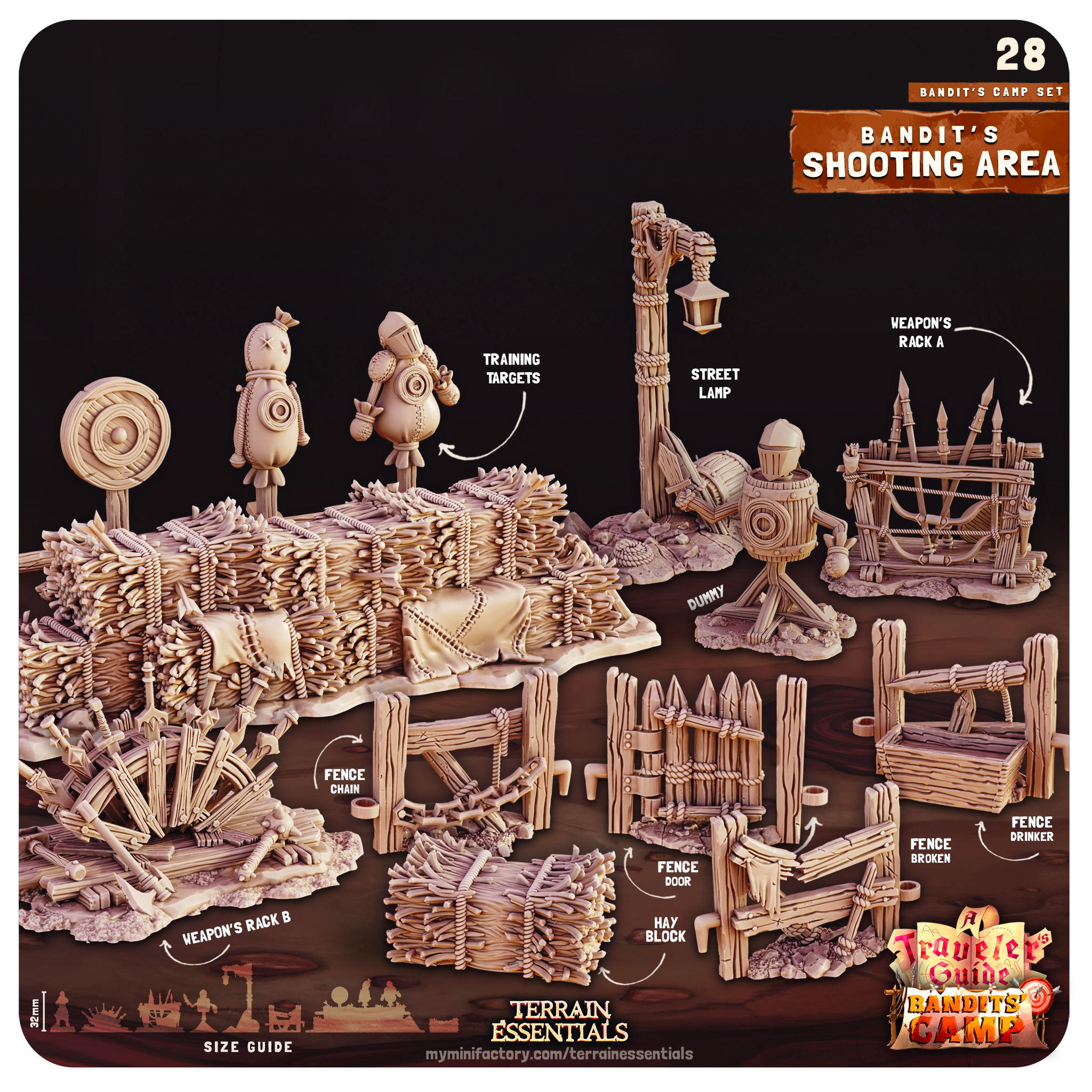 3D Printed Cast n Play Shooting Area Bandits Camp Terrain Set 28mm 32mm D&D (Online Only)