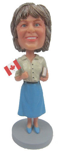 Female Waving Flag Bobblehead (ONLINE ORDER ONLY)