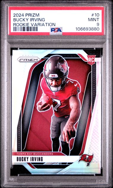 Graded 2024 Panini Prizm Rookie Variation Bucky Irving #10 Rookie RC Football Card PSA 9 Mint (ONLINE ORDER ONLY)