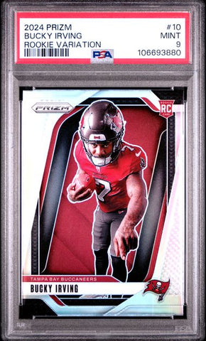 Graded 2024 Panini Prizm Rookie Variation Bucky Irving #10 Rookie RC Football Card PSA 9 Mint (ONLINE ORDER ONLY)
