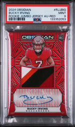 Graded 2024 Obsidian Bucky Irving #RJJBIG /75 Rookie Jumbo Jersey Red Auto Rookie RC Football Card PSA 9 Mint (ONLINE ORDER ONLY)