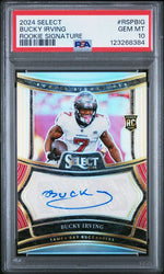 Graded 2024 Panini Select Bucky Irving #RSPBIG /399 Rookie Signature Rookie RC Football Card PSA 10 Gem Mint (ONLINE ORDER ONLY)