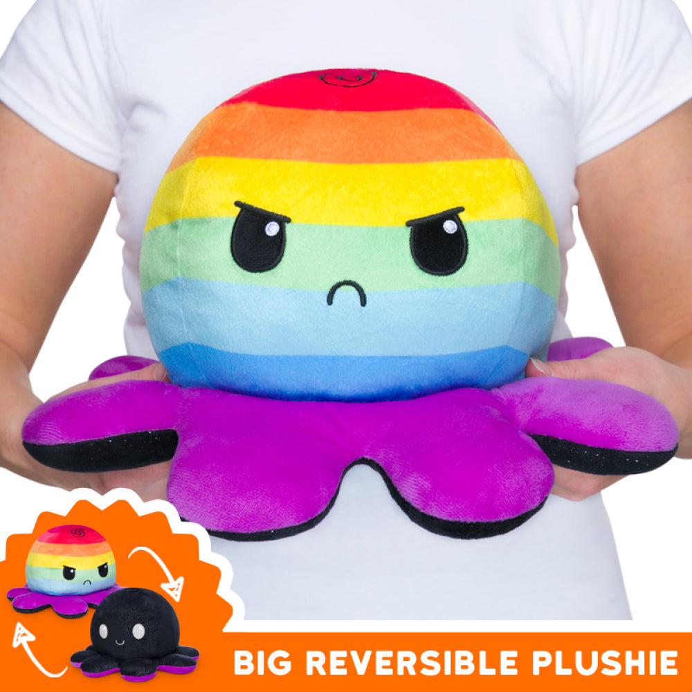 TeeTurtle Big Reversible Octopus: Black Sparkle/Rainbow Stripes (Big) (ONLINE ORDER ONLY)