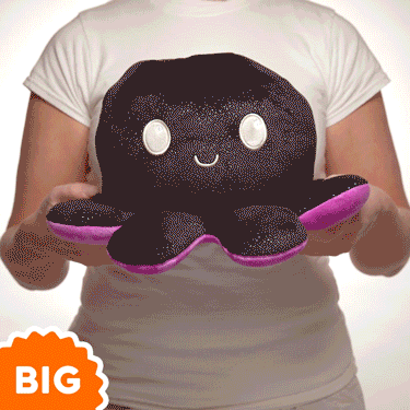 TeeTurtle Big Reversible Octopus: Black Sparkle/Rainbow Stripes (Big) (ONLINE ORDER ONLY)