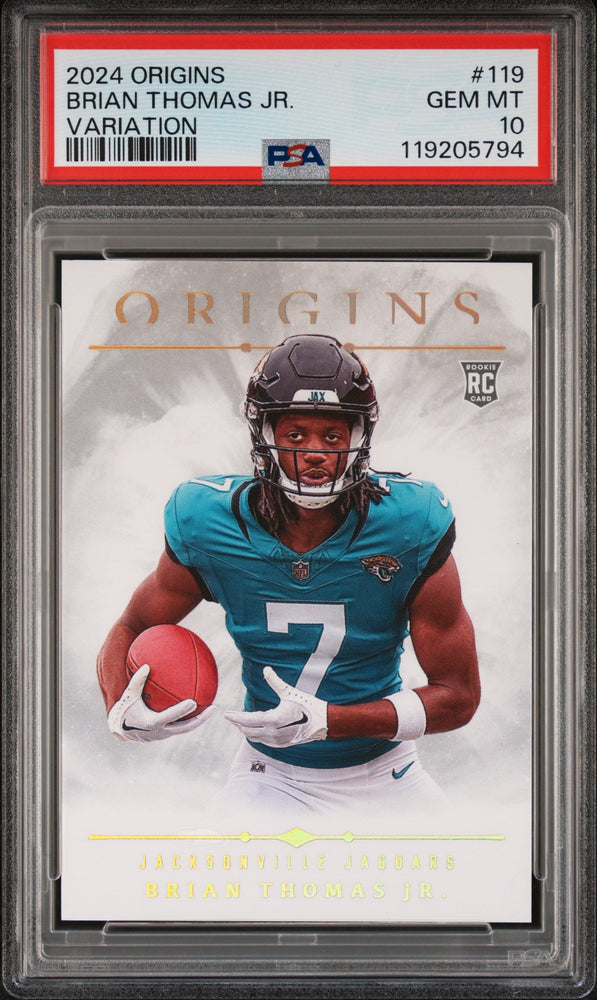 Graded 2024 Panini Origins Brian Thomas Jr #119 Variation Rookie RC Football Card PSA 10 Gem Mint (ONLINE ORDER ONLY)