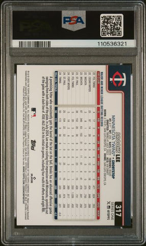 Graded 2025 Topps Brooks Lee #317 Rookie RC Baseball Card PSA 10 Gem Mint (ONLINE ORDER ONLY)