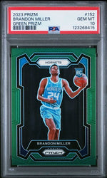 Graded 2023 Panini Prizm Brandon Miller #152 Green Prizm Rookie RC Basketball Card PSA 10 Gem Mint (ONLINE ORDER ONLY)