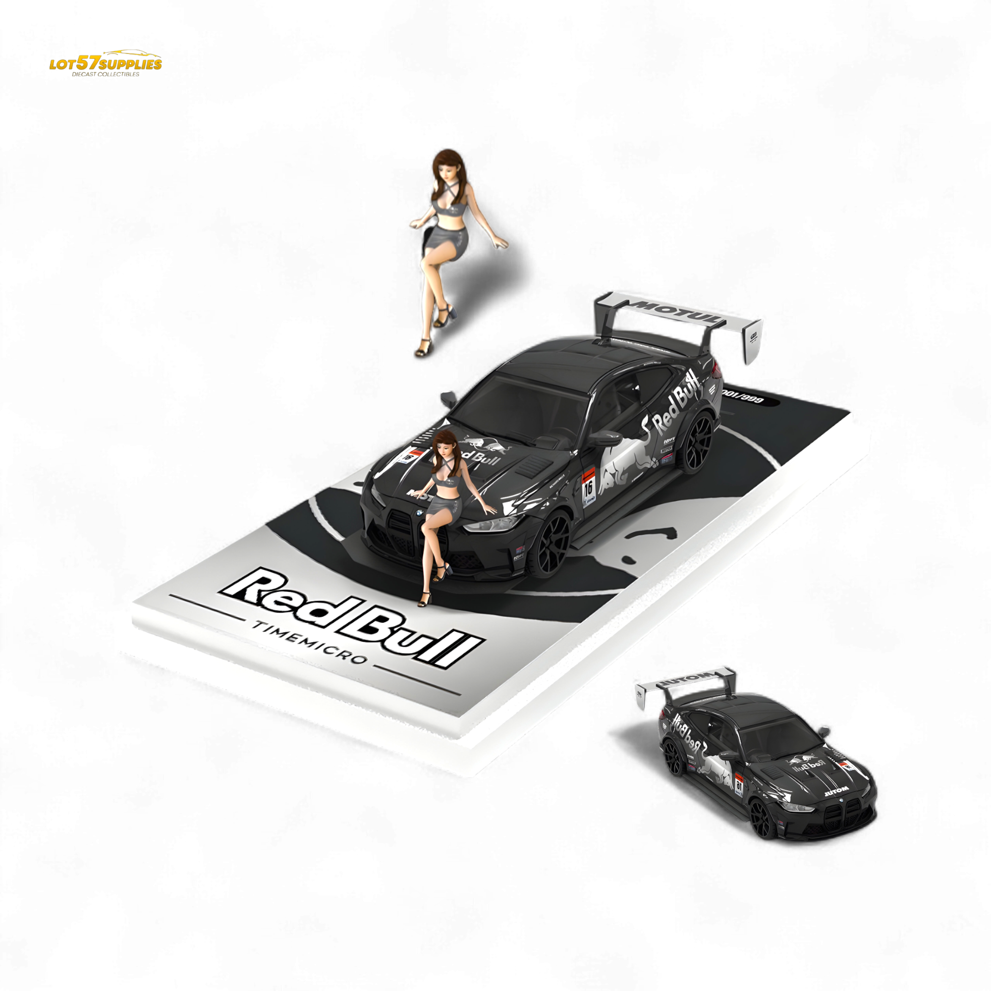 TimeMicro BMW M4 Modified Widebody Silver R e d B u l l - Figure Version 1:64 (ONLINE ORDER ONLY)
