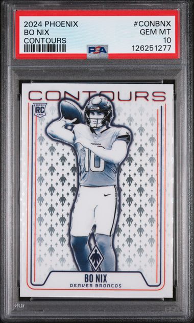 Graded 2024 Panini Phoenix Bo Nix #CONBNX Contours Rookie RC Football Card PSA 10 Gem Mint (ONLINE ORDER ONLY)