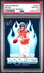 Graded 2024 Panini Donruss Bo Nix #WH9 White Hot Rookies Rookie RC Football Card PSA 10 Gem Mint (ONLINE ORDER ONLY)