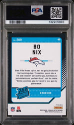 Graded 2024 Panini Donruss Optic Bo Nix #209 Blue Scope Rookie RC Football Card PSA 10 Gem Mint (ONLINE ORDER ONLY)