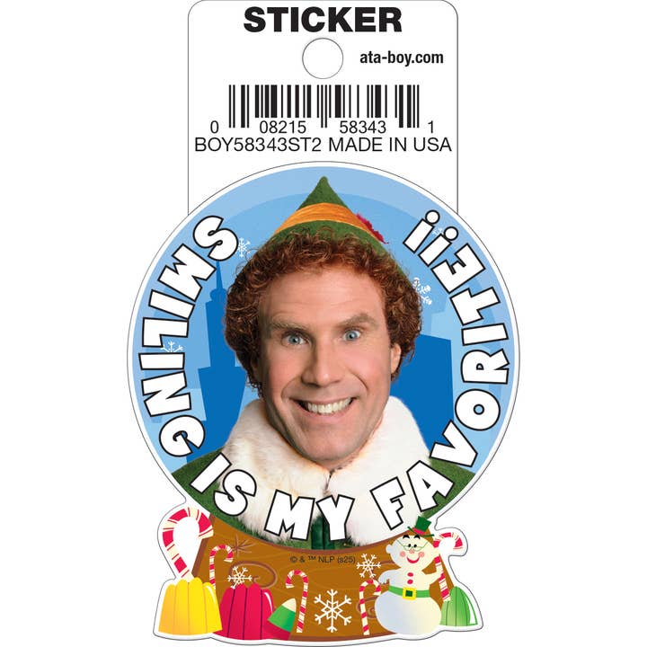 Elf: Smiling Is My Favorite Die Cut Vinyl Sticker - 3" (ONLINE ORDER ONLY)