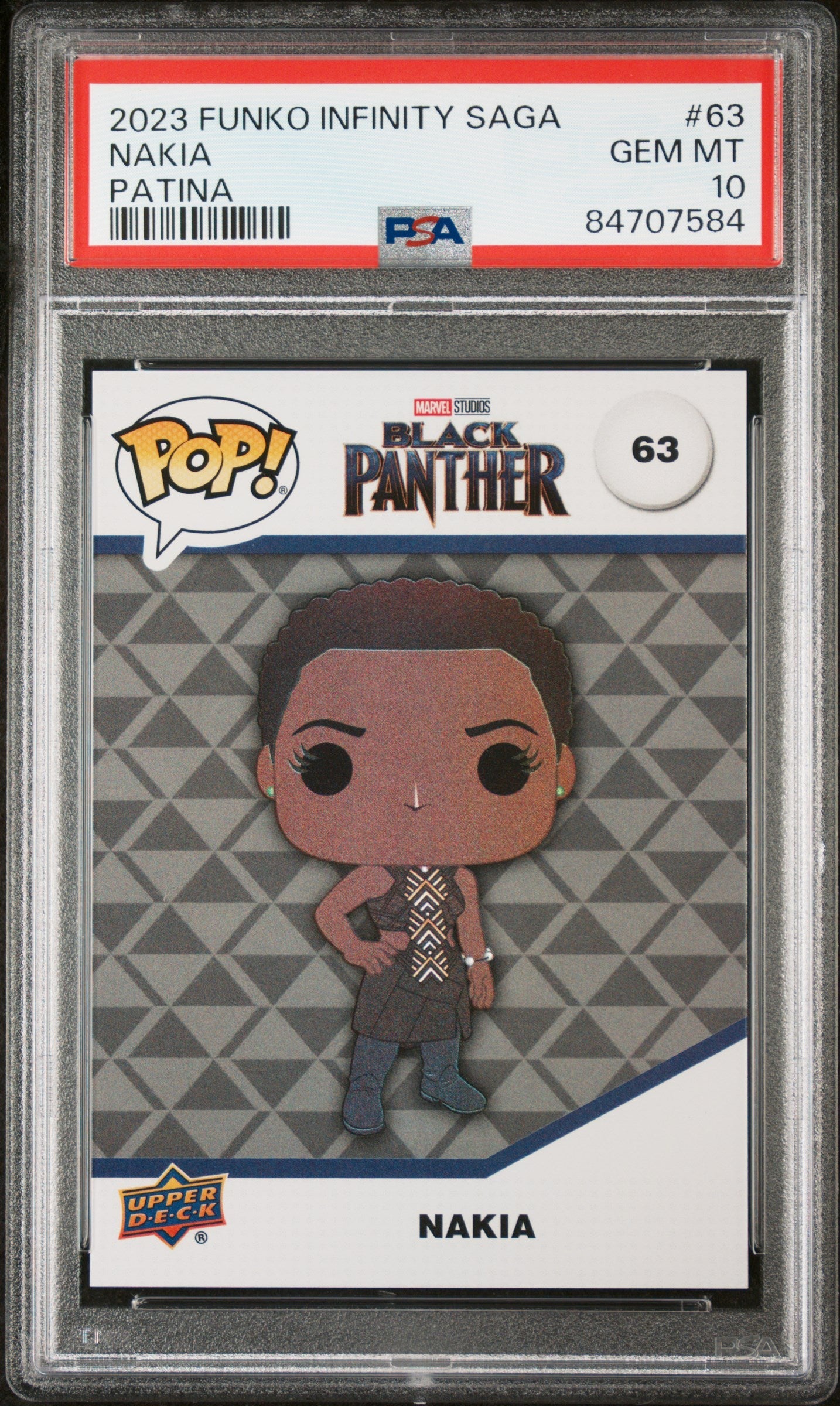 2023 UPPER DECK FUNKO POP MARVEL  NAKIA PATINA #63  PSA 10 (Online Order Only)