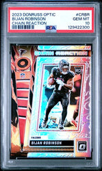 Graded 2023 Panini Donruss Optic Bijan Robinson #CRBR Chain Reaction Rookie RC Football Card PSA 10 Gem Mint (ONLINE ORDER ONLY)