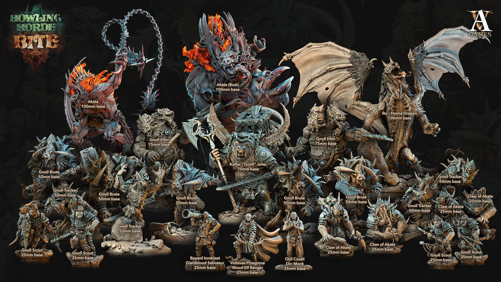 3D Printed Archvillain Games Akata Howling Horde 28 32mm D&D (Online Only)