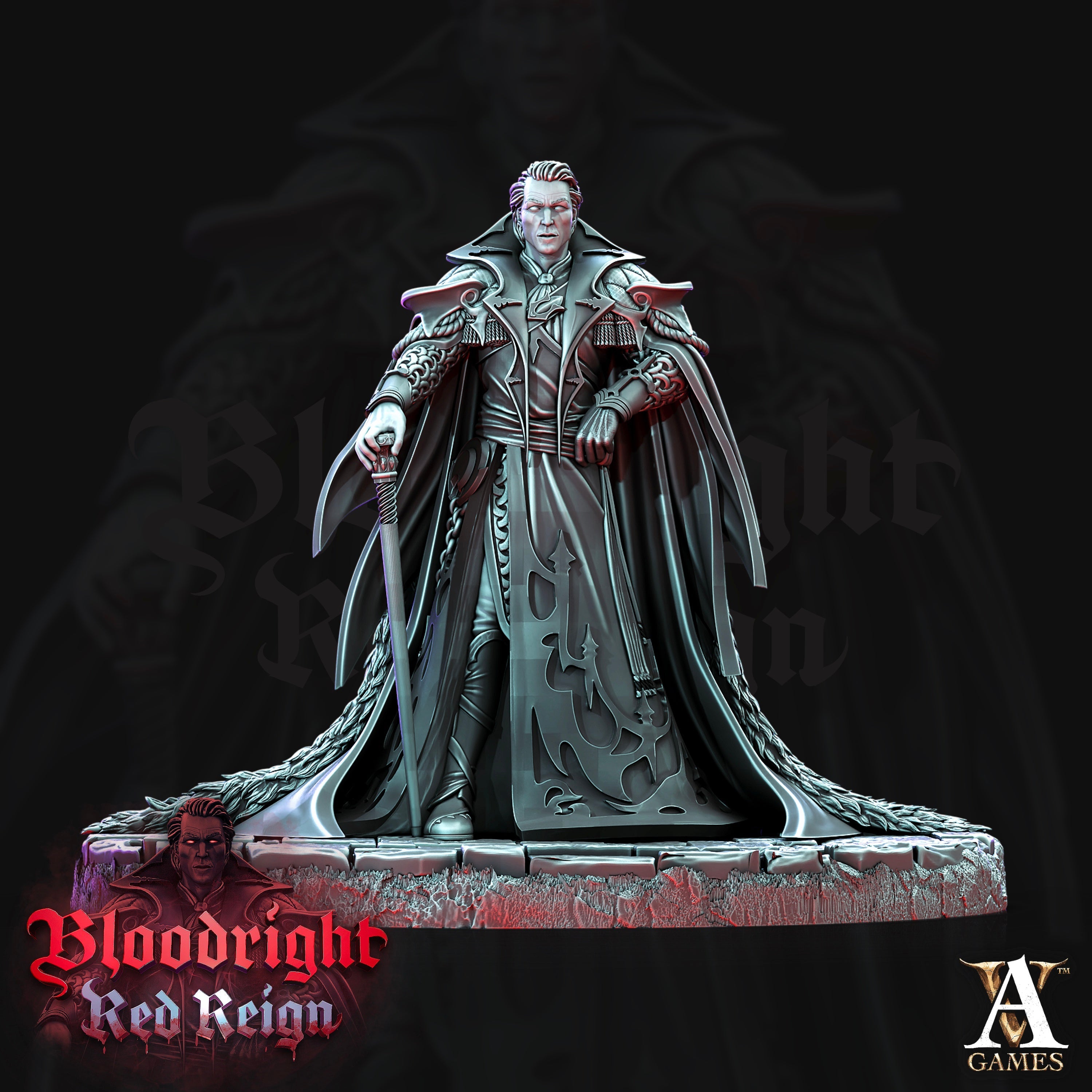 3D Printed Archvillain Games Bloodright Red Reign - Count Vladimir Rosunescu 28mm 32mm D&D (Online Only)