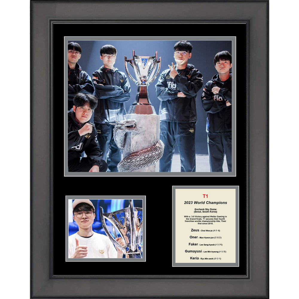 Framed T1 - 2023 World Champions  11"x14" Three Photo Collage (ONLINE ORDER ONLY)