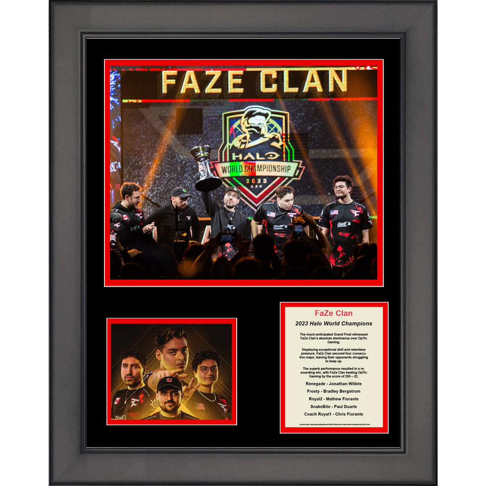 Framed FaZe Clan 2023 Halo World Champions  11"x14" Three Photo Collage (ONLINE ORDER ONLY)
