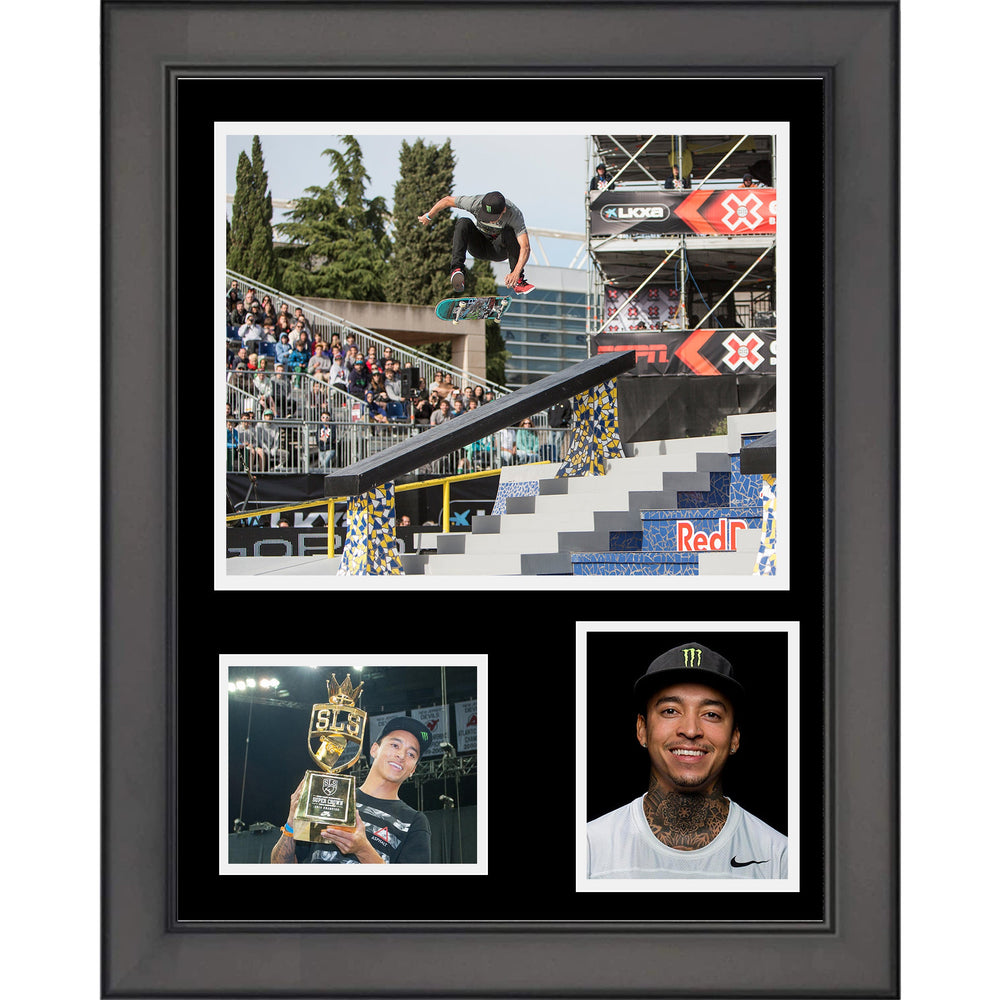 Framed Nyjah Huston 11"x14" Skateboarding Three Photo Collage (ONLINE ORDER ONLY)