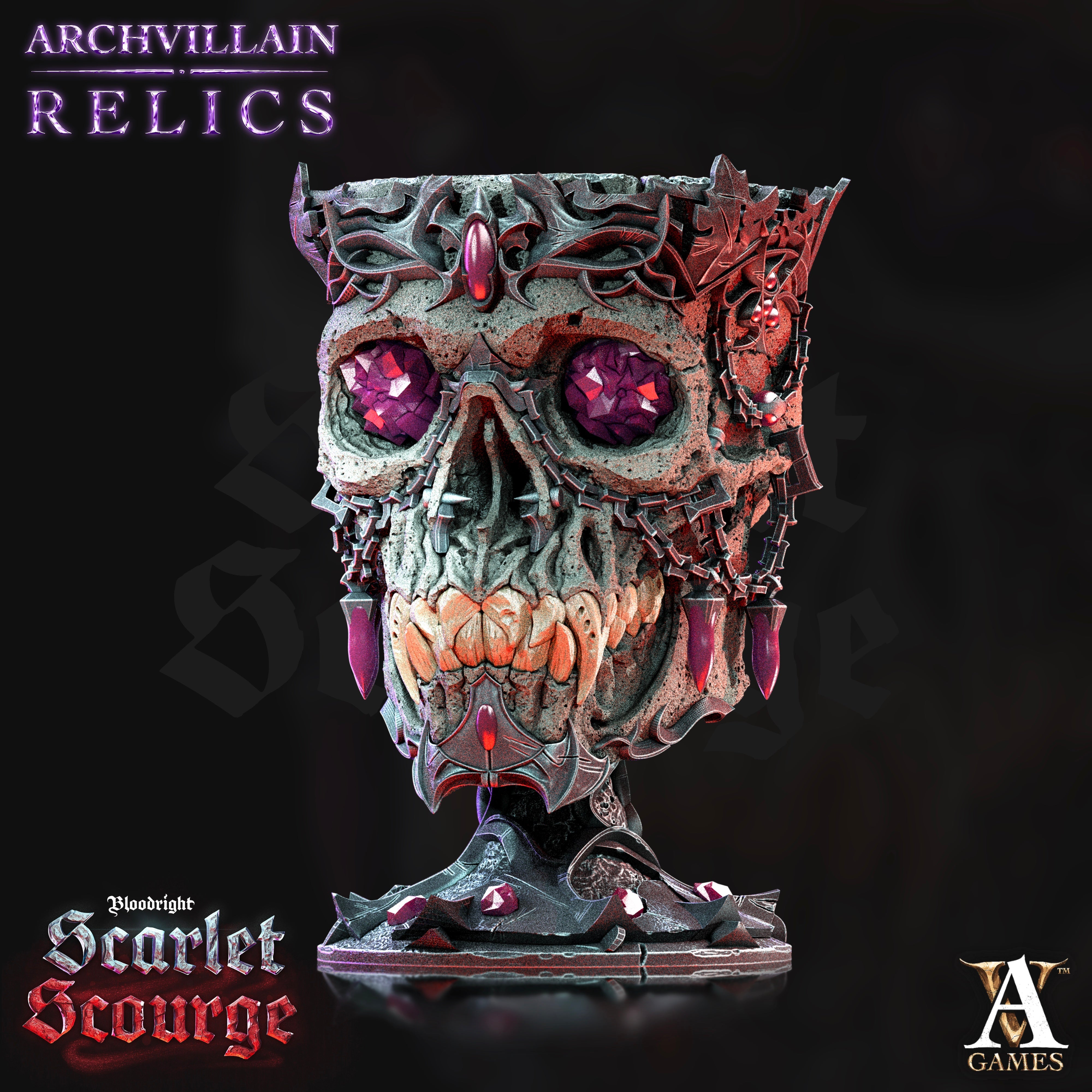 3D Printed Archvillain Games Archvillain Relics - Vampire Elder Skull 28mm 32mm D&D (Online Only)