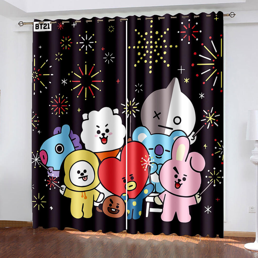 BT21 Cartoon Pattern Curtains Blackout Window Drapes (Online Order Only)