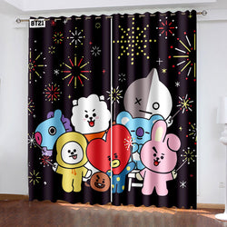 BT21 Cartoon Pattern Curtains Blackout Window Drapes (Online Order Only)