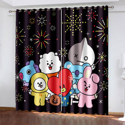 BT21 Cartoon Pattern Curtains Blackout Window Drapes (Online Order Only)