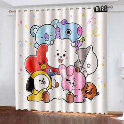 BT21 Cartoon Pattern Curtains Blackout Window Drapes (Online Order Only)