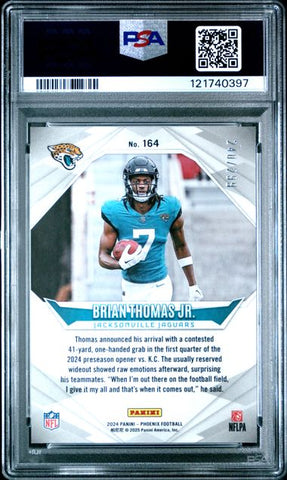 Graded 2024 Panini Phoenix Brian Thomas Jr #164 /299 Team Logos Rookie RC Football Card PSA 10 Gem Mint (ONLINE ORDER ONLY)