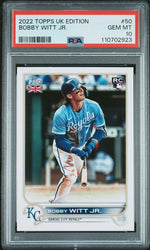Graded 2022 Topps UK Edition Bobby Witt Jr. #50 Rookie RC Baseball Card PSA 10 Gem Mint (ONLINE ORDER ONLY)