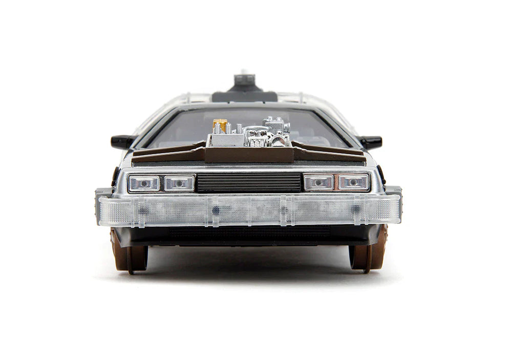 Back to the Future Part III (rail version) die-cast 1:24 scale "Hollywood Rides" light-up DeLorean Time Machine (ONLINE ORDER ONLY)