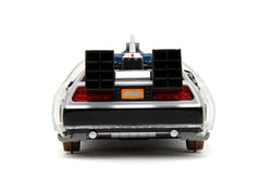 Back to the Future Part III (rail version) die-cast 1:24 scale "Hollywood Rides" light-up DeLorean Time Machine (ONLINE ORDER ONLY)