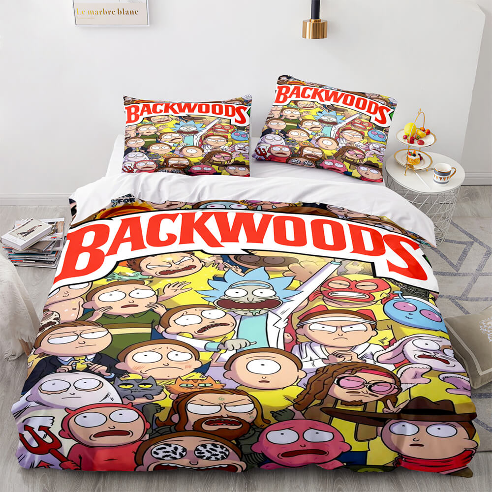Backwoods Rick and Morty Cosplay 3 Piece Bedding Duvet Cover Sets (Online Order Only)