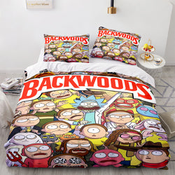 Backwoods Rick and Morty Cosplay 3 Piece Bedding Duvet Cover Sets (Online Order Only)