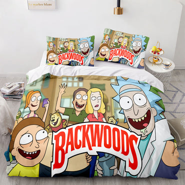 Backwoods Rick and Morty Cosplay 3 Piece Bedding Duvet Cover Sets (Online Order Only)