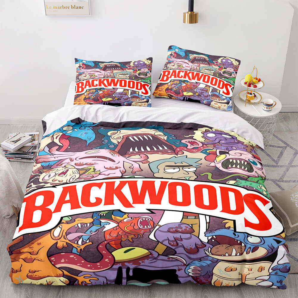 Backwoods Rick and Morty Cosplay 3 Piece Bedding Duvet Cover Sets (Online Order Only)